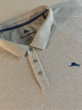 Tommy Bahama Pima Cotton Blend Polo Men 2XL Striped Pique Golf Shirt